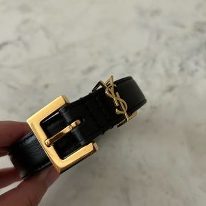 YSL Cassandre Thin Belt with Square Buckle